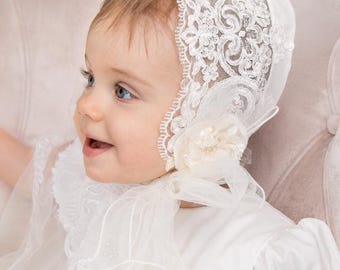 Lace Baby Blessing Dress: Italian Lace Flower Girl Baptism Gown