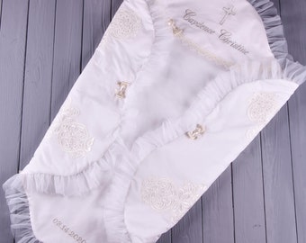 Lace Baptism Blanket Personalized | Personalized Christening Blanket | Blessing Blanket, Christening Gift for Baby Girl