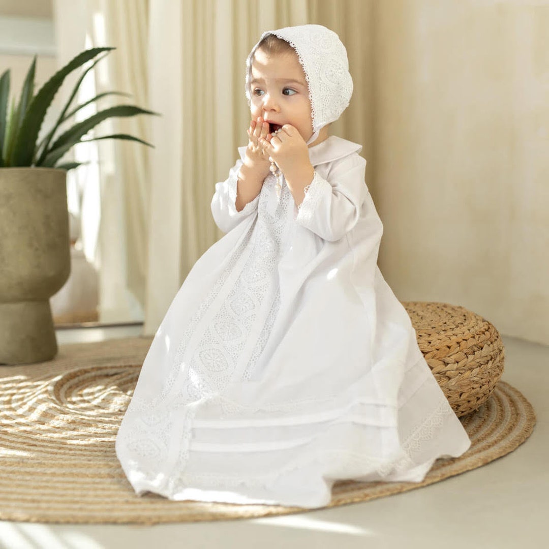 Baby Boy Christening Gown, Baptism Outfit Boy, White Long Christening