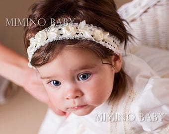 VINTAGE christening headband, baptism headband, baby girl baptism outfit, christening hat, baptism gift, baptism hat, girls christening