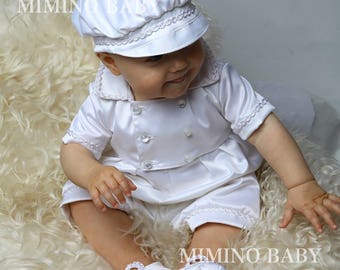 Modern baby top boy baptism outfit