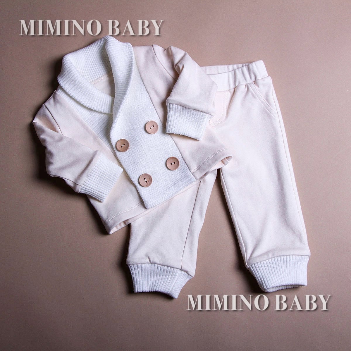 Organic Cotton Baby Boy Baptism Outfit: Warm Christening Suit with Hat & Booties