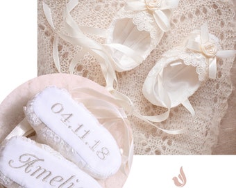 Zapatos de Bautismo Niña / Regalo de Bautismo Personalizado / Regalo de Bautismo Niña Católica / Zapatos de Bebé de Encaje / Regalo de Baby Shower / Zapatos de Bebé Recién Nacido