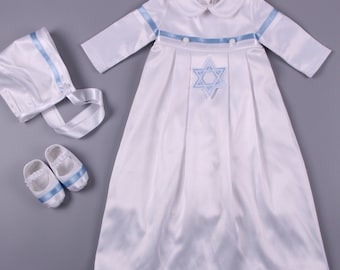 Brit Milah Gown Jewish Baby Naming Gown Brit Shalom Baby Outfit Shema Gown Magen David Baby Outfit