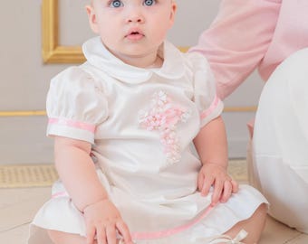 Elegant Baptism Dress Girl Lace Christening Gown Heirloom Baby Blessing Dress Handmade Church Outfit