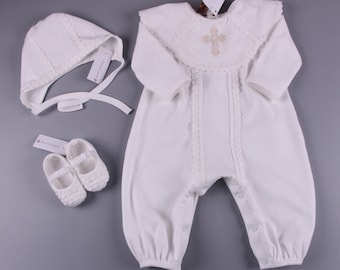 Tenue de baptême pour garçons Romper | Costume de baptême en coton pour bébés garçons | Tenue de baptême et de bénédiction pour garçons | Tenue de baptême bébé garçon