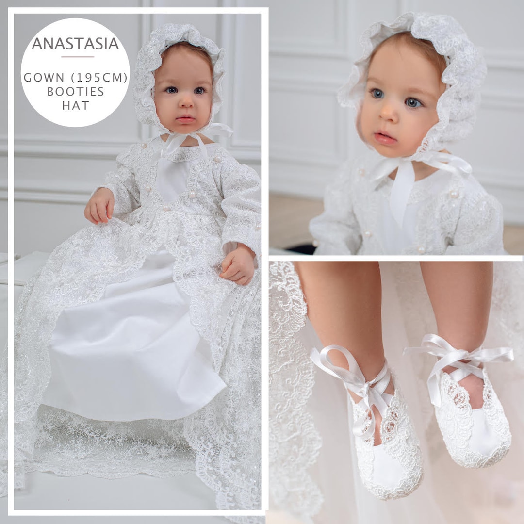 Baptism Dress for Baby Girl Booties Christening Etsy