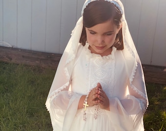 First Communion Dress and Veil | Holy Communion Dress | 1st Communion Dress | Lace Communion Dress | Traditional Catholic Communion Dress