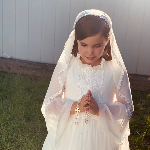 First Communion Dress and Veil | Holy Communion Dress | 1st Communion Dress | Lace Communion Dress | Traditional Catholic Communion Dress