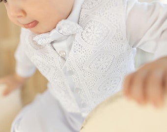 Traje de bautizo para bebé niño: Traje de algodón con gorro y zapatos