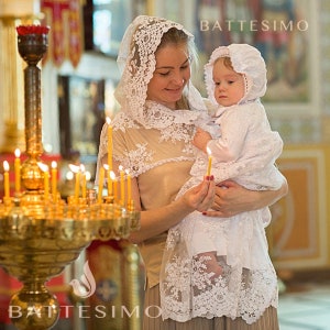 Battesimo Ragazze Abito Lungo Pizzo Abito Battesimo, Abito Battesimo / Abito Battesimo Bambina, Abito Battesimo in Pizzo, Abito Battesimo in Pizzo