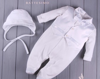 Cotton Baby Boy Christening Outfit & Hat: Blessing Suit