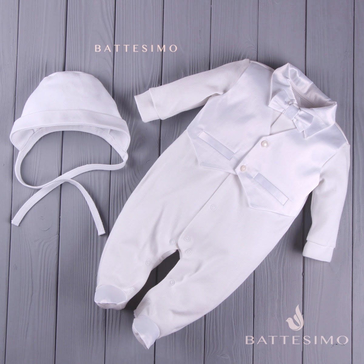 Cotton Baby Boy Christening Outfit & Hat Blessing Suit
