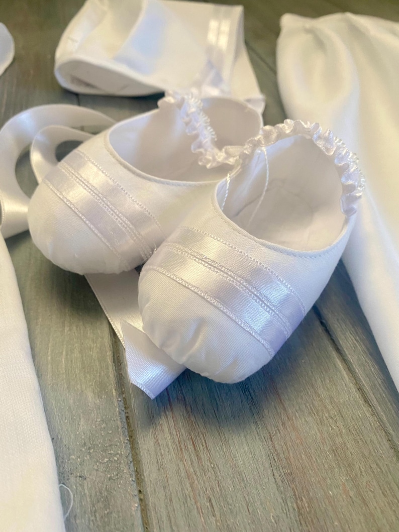 Unisex White Baptism Detachable Gown Skirt Converts Into Romper, Unisex