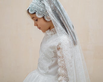 Long Sleeve First Communion Dress and Veil | Holy Communion Dress | 1st Communion Dres | Vintage First Holy Communion Dress  and Veil