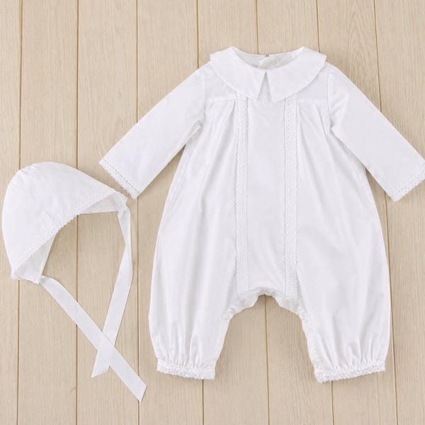 Roupa de Batizado para Bebê Menino, Macacão de Batismo com Cruz Bordada, Conjunto de Algodão para Abençoamento, Roupa para Dedicação de Recém-Nascido
