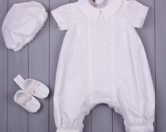 Baby Taufanzug - Mütze - Booties, Junge Taufanzug