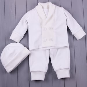 Winter Jungen Taufe Outfit Langarm | Jungen Taufanzug & Mütze | Warmes Taufoutfit Junge | Blessing Boy Outfit Warm