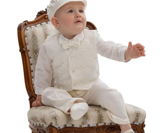 Baby Boys Christening & Baptism Cotton Suit | White Cotton Baby Boys Outfit | Baby Boy Baptism Suit | First Birthday Suit
