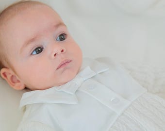 Cotton Baby Boy Christening Outfit & Hat: Blessing Suit, Coming Home Outfit