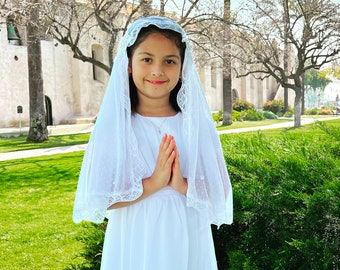 Lace Edge Communion Veil: Flower Girl, Confirmation Veil