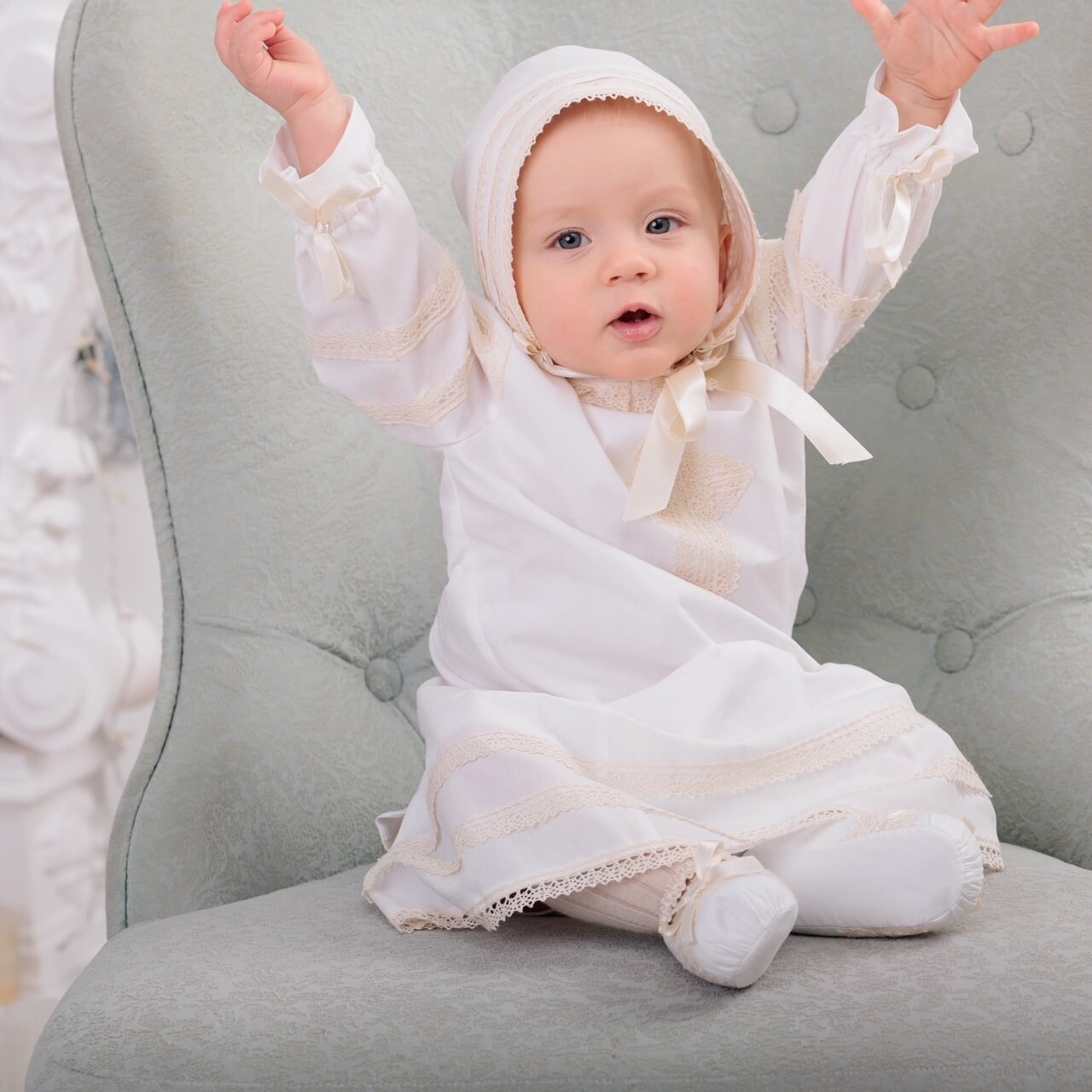 Christening Gown Unisex Boys Baptism Outfit Baby Boy Etsy