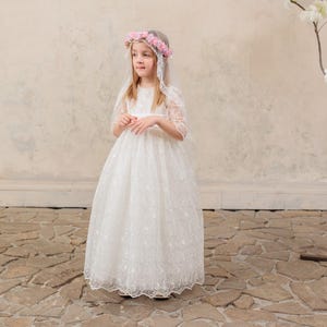First Communion Dress Catholic, Lace Communion Dress, Lace Flower Girl Dress, Holy Communion Dress, Traditional First Communion Dress