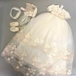 Vestido de bautismo niña convertible a vestido de fiesta, vestido de bautizo de encaje con falda extraíble convirtiéndolo en vestido de niña de flores, vestido de bautismo de niñas