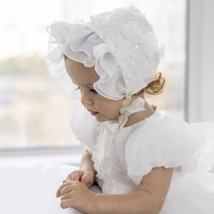 Bonnet en dentelle pour bébé, Bonnet de baptême en dentelle, Bonnet pour bébé en dentelle, Bonnet en dentelle pour nouveau-né, Noyau de chapeau en dentelle pour baptême fille