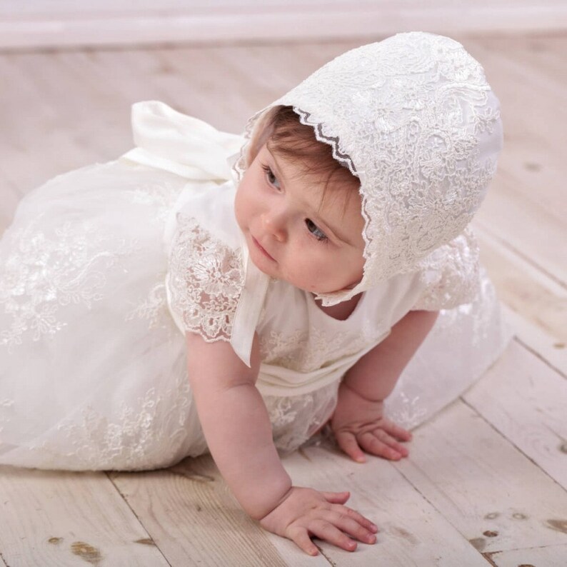 Ivory Baptism Dress Booties Lace Christening Etsy