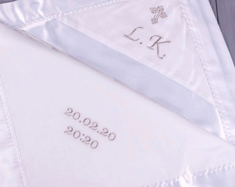 Personalized Baby Boy Baptism Blanket: Monogram Christening Gift