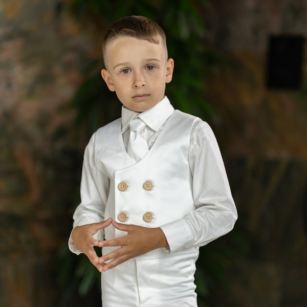 Page boy suit set, Boy's communion outfit, Boy White Suit, Boy's Formal Suit, holy communion boy outfit, boys white communion outfit