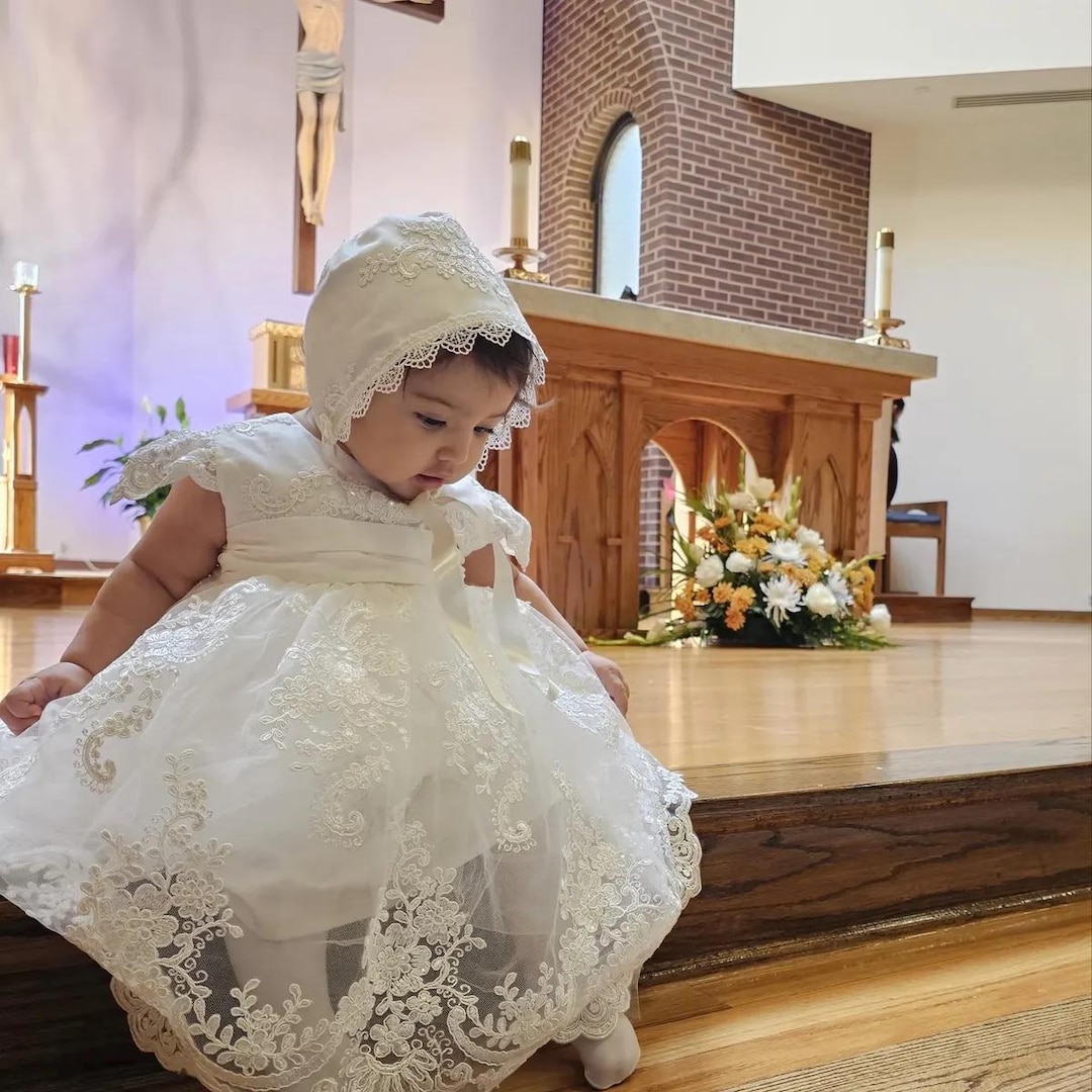 Vestido de bautismo para niña, vestido de bendición para bebé