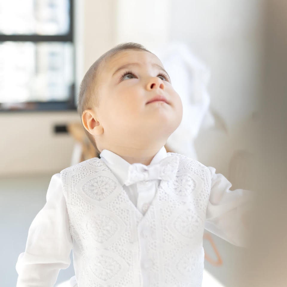 White Baptism Outfit for Baby Boy, Boys Blessing Outfit, Christening Suit - Hat - Booties, Baby Boy Christening Clothes, Boy Wedding Outfit