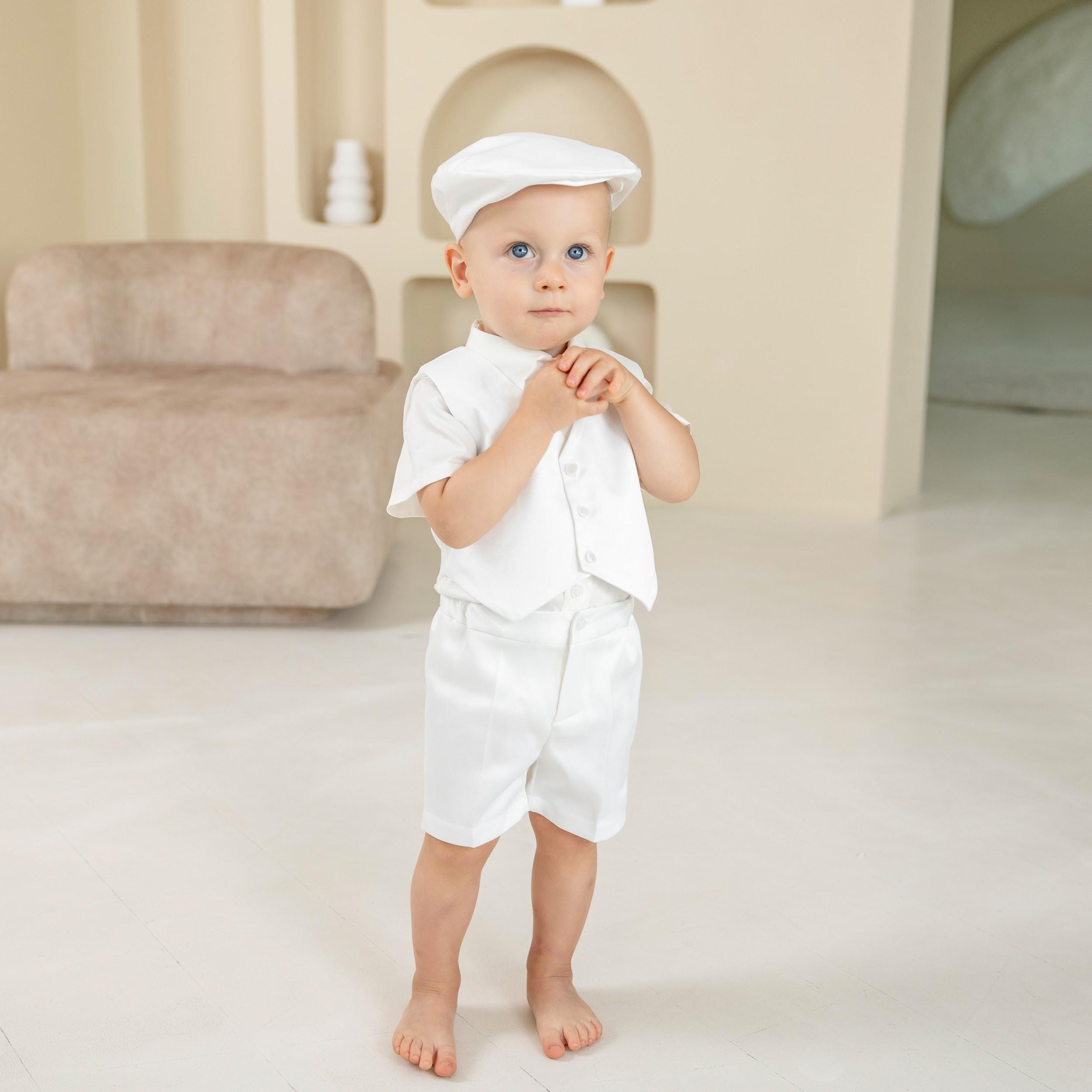 Body Bébé Garçon Chemise Manches Courtes Blanc - Costume Baptême Mariage Cérémonie - Taille 3 à 24 Mois