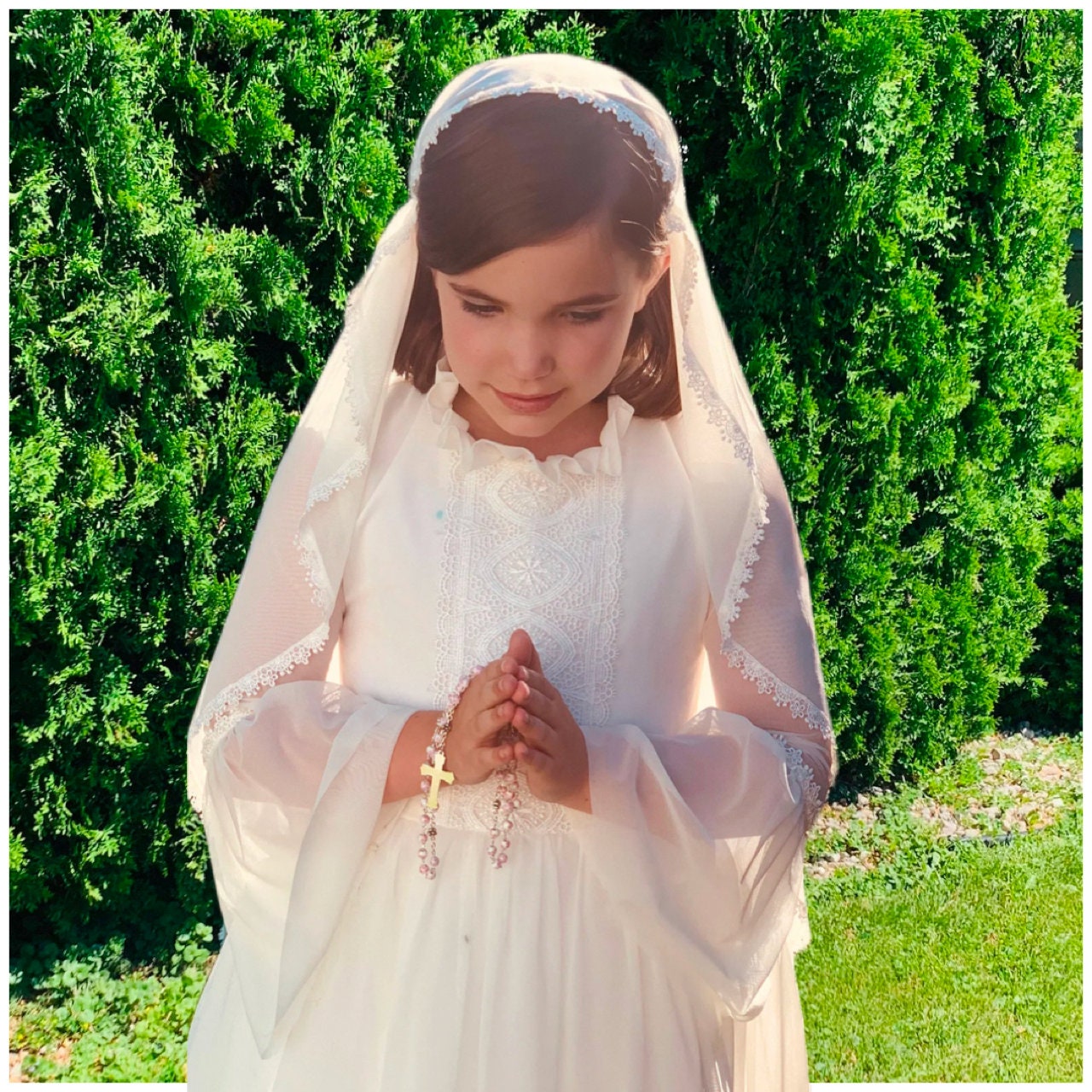 Ivory First Communion Dress with Exclusive Italian Lace Veil