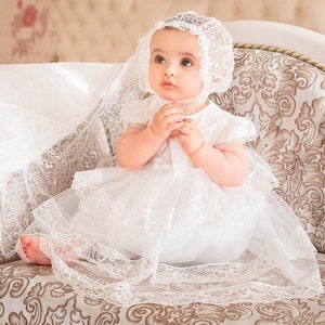 White Baptism Dress for Baby Girl, Christening Dresses for Girls, Baby Blessing Dress, 2t Baptism Dress, Christening Dress for Baby Girl image 2