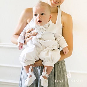 Baby Boy Baptism Outfit | Christening Outfit Boy | Boys White Cotton Baptism Suit | White Blessing Outfit Boy