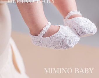 Chaussons de baptême bébé fille, chaussures de baptême fille