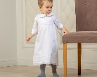 Baptism Gown Unisex for Toddlers Swarovski Cross 2T / 3T / 4T Catholic Christening Dress for Toddler Boy -Girl, Unisex Toddler Baptism Gown