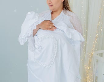 Personalized Baby Girl Baptism Blanket | Cotton Christening Keepsake