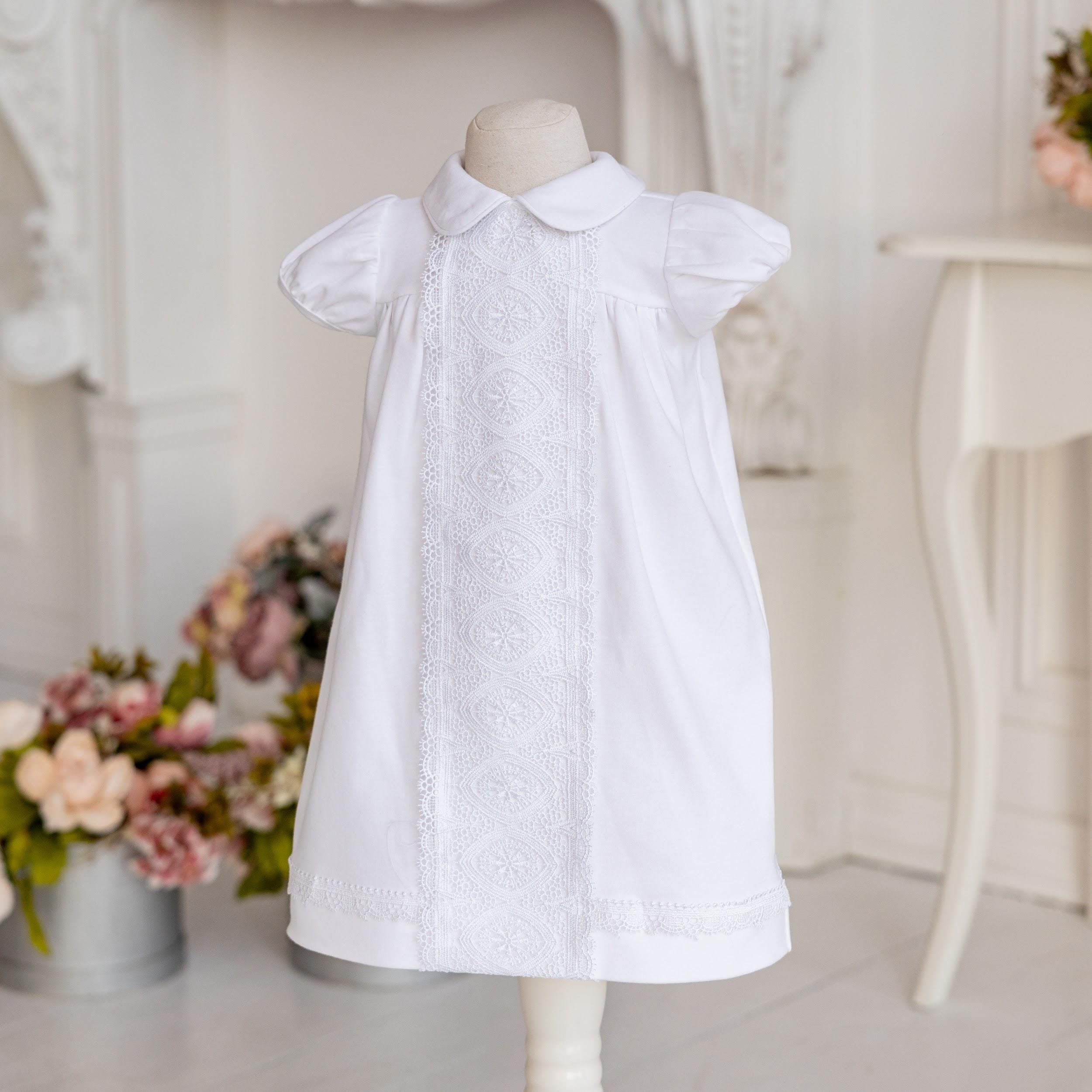 white christmas dresses Girls 34 inch Cotton Dress Christening Gown Baptism Gown with Hand Embroidery LTML-CO28GS 6-12 Months (17-22 lbs)