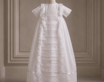 Traditional Boys Christening Gown Personalized Baptism Outfit Heirloom Ceremony Set Handmade
