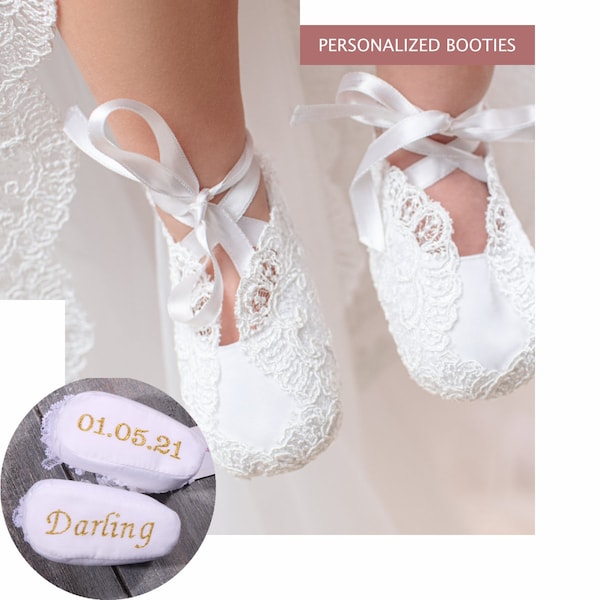 Baptism Shoes Personalized | Baptism Gift Girl | Personalized Baptism Gift | Baby Shower Gift | Baptism Shoes Baby Girl | Lace Baby Shoes