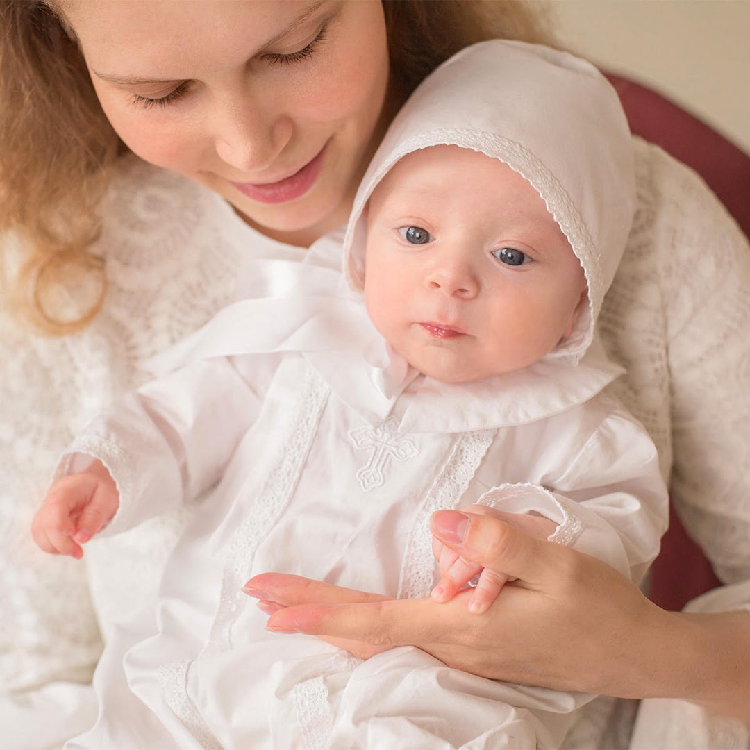 Baptism Outfit Boy With Embroidered Baptism Cross, Catholic Baptism