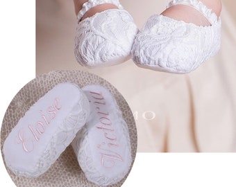 Personalized Baptism Shoes | Lace Baby Shoes Personalized | Christening Shoes Personalized | Newborn Girl Personalized Baptism Gift