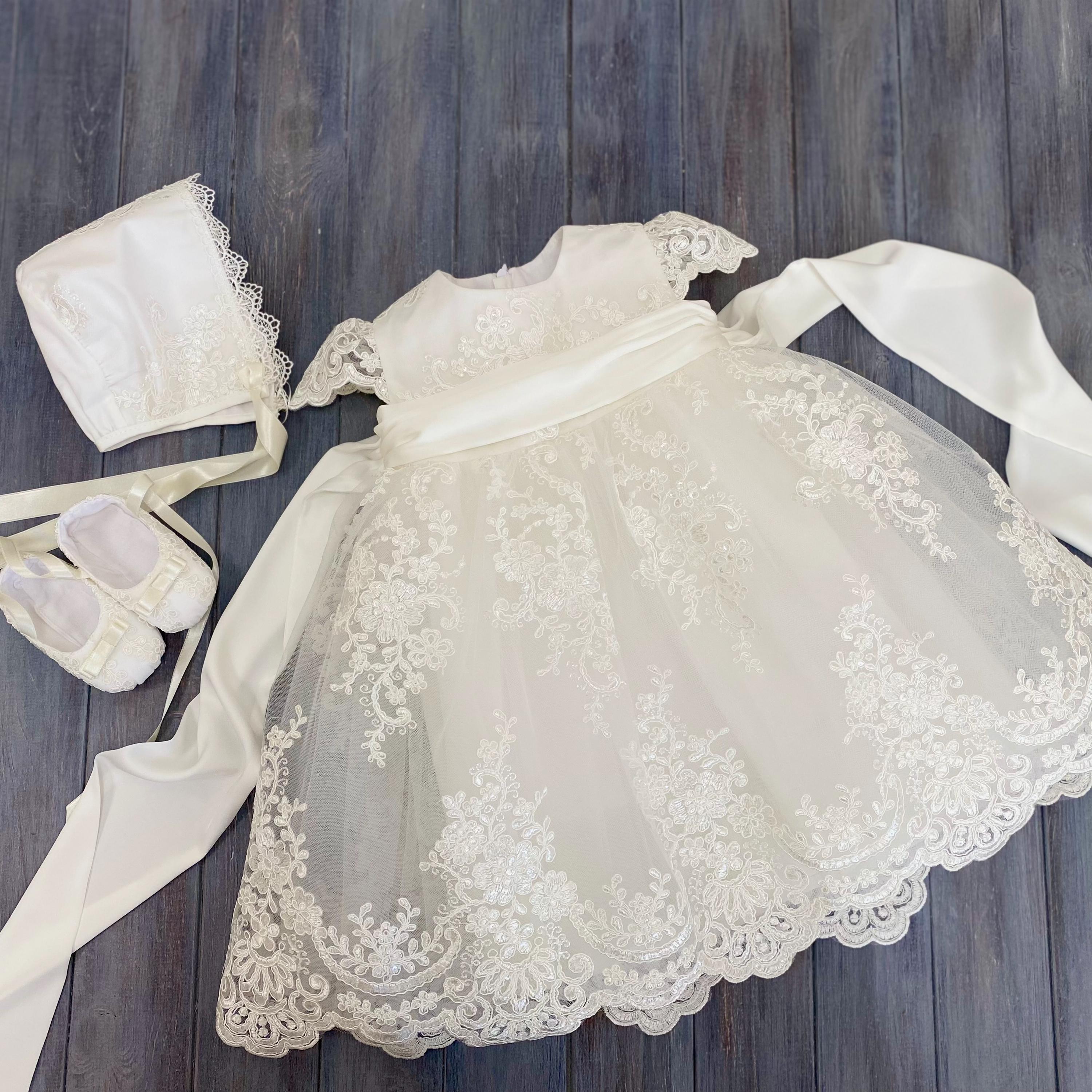 Baptism Dress for Baby Girl - Christening Lace Gown - Lace Baptism & Blessing Gown  Blessing Gown - Baptismal Gown Girl