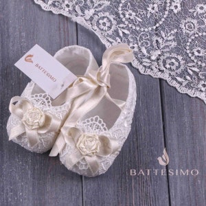 Baptism Shoes Girl Personalized Baptism Gift Baptism Gift Girl Catholic Lace Baby Shoes Baby Shower Gift Newborn Baby Shoes image 8