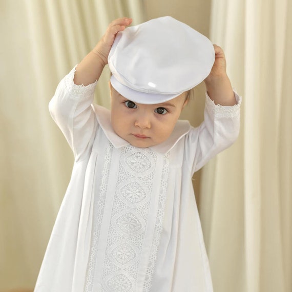 Boys White Christening Gown Hat Booties Baby Boy Baptism Outfit Boys White Baptismal Gown Boys Christening Blessing Gowns Etsy Canada