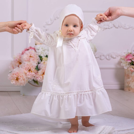 perturbación Sospechar Comida sana Vestido de bautismo para niña y gorro / Vestido de bautizo - Etsy España